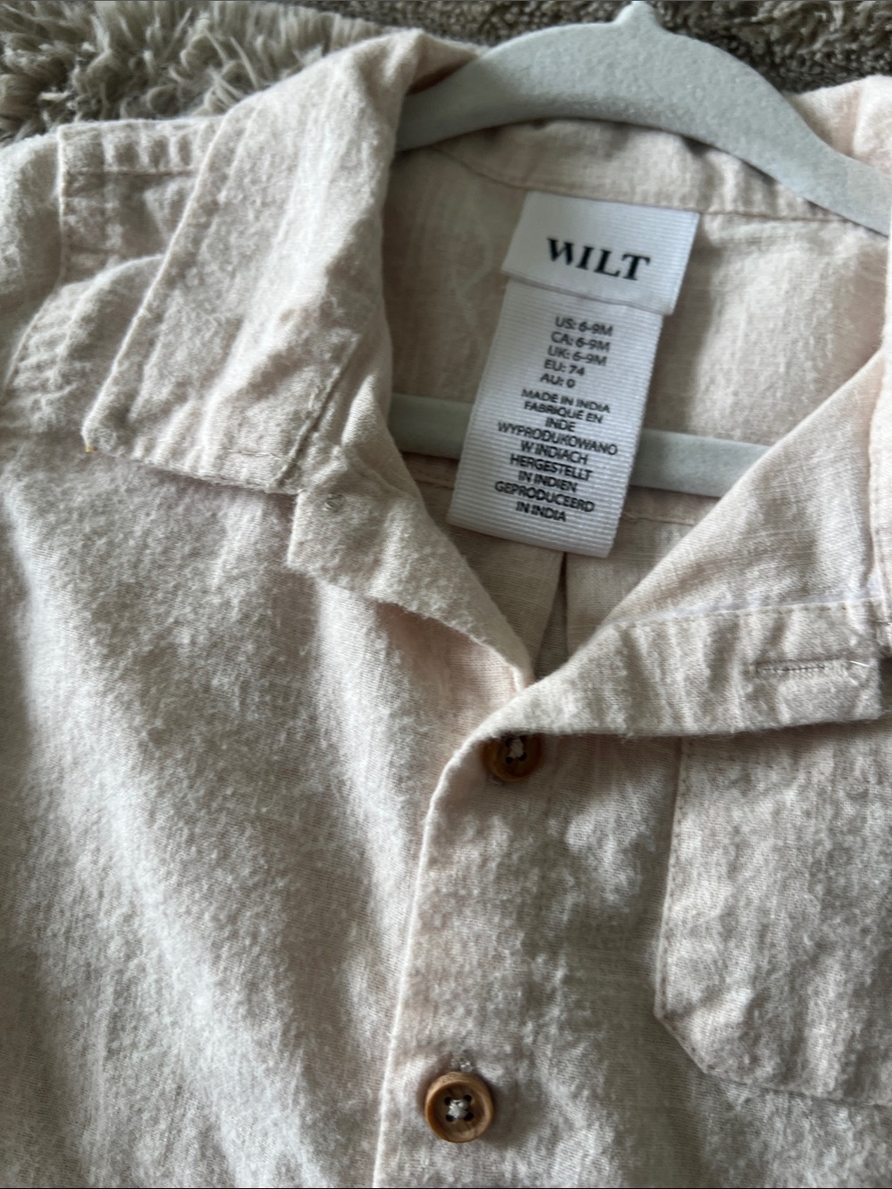 WILT Cream Short-Sleeve Button Shirt & Drawstring Shorts Set - Picture 4 of 7